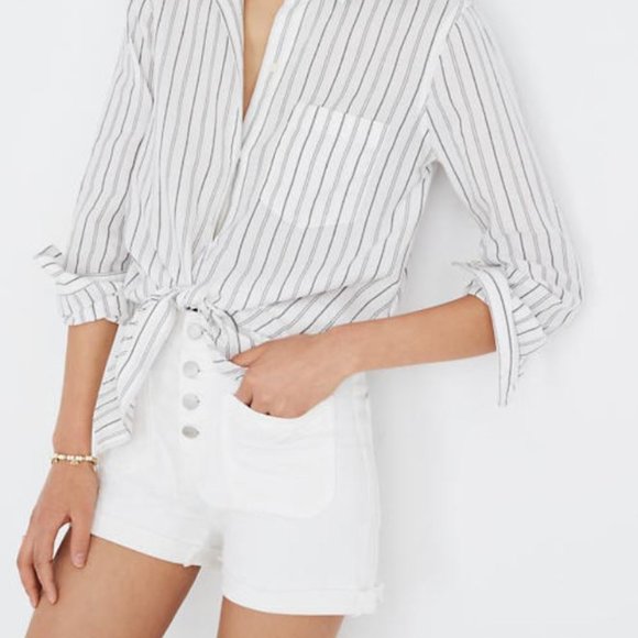 Madewell Pants - Madewell High Rise Denim Shorts (White)